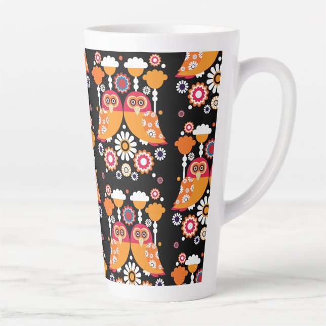 Folk Art Owl Latte Mug (Right)