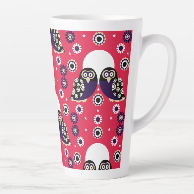 Folk Art Owl Latte Mug (Right)