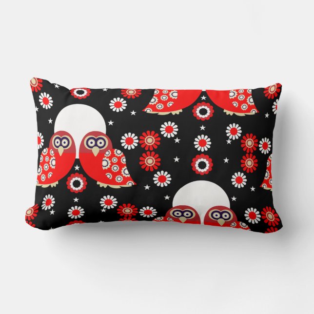 Folk Art Owl Lumbar Cushion (Front)