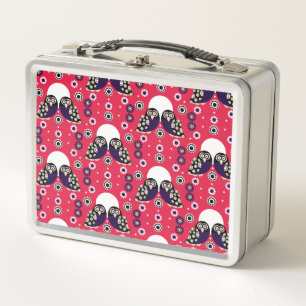 Folk Art Owl Metal Lunch Box