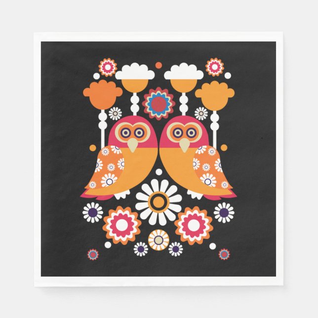 Folk Art Owl Napkin (Front)