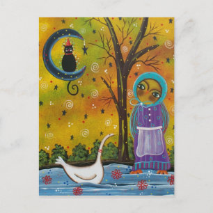 FOLK ART Owl Portrait BY LORI EVERETT postcard