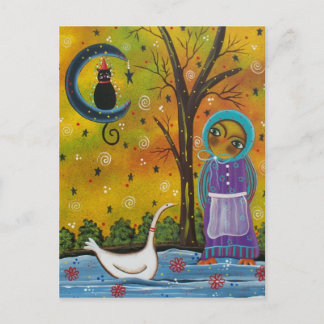 FOLK ART Owl Portrait BY LORI EVERETT postcard