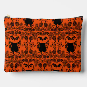 Folk Art Owl Prints Accessory Pouch