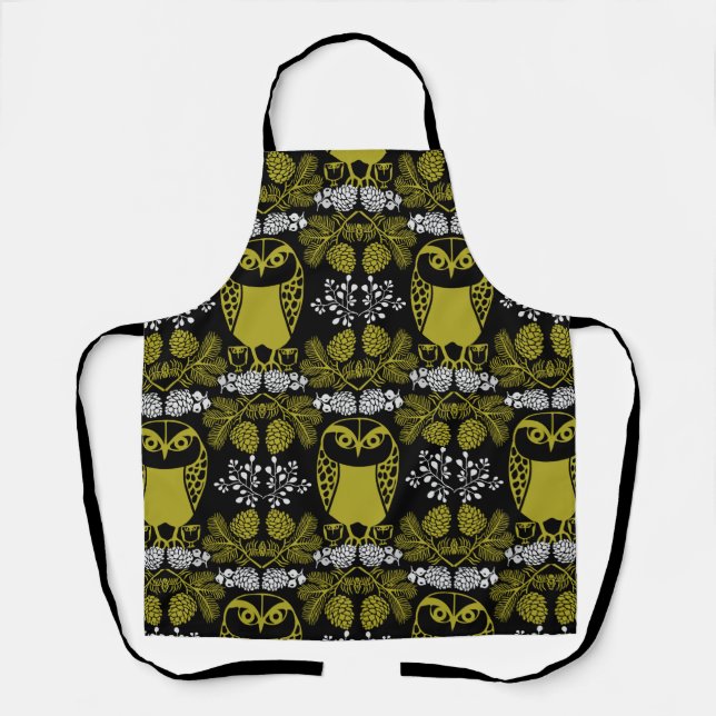 Folk Art Owl Prints Apron (Front)