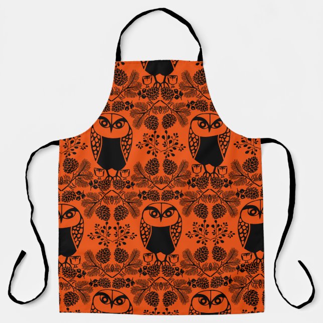 Folk Art Owl Prints Apron (Front)
