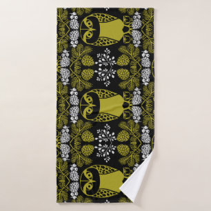 Folk Art Owl Prints Bath Towel