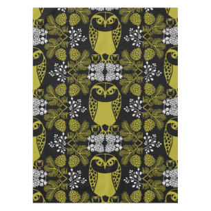 Folk Art Owl Prints Tablecloth