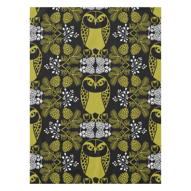 Folk Art Owl Prints Tablecloth (Front)