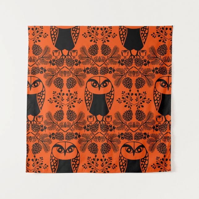 Folk Art Owl Prints Tapestry (Front)