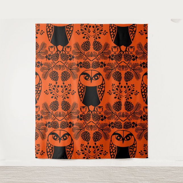 Folk Art Owl Prints Tapestry (Front)