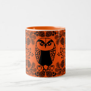 Folk Art Owl Prints Two-Tone Coffee Mug