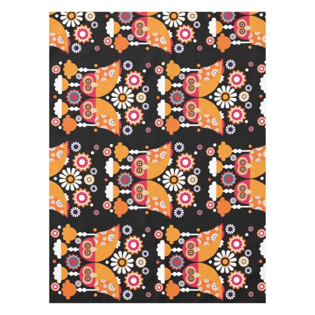 Folk Art Owl Tablecloth (Front)