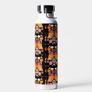 Folk Art Owl Water Bottle