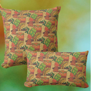 Folk Art Owls on Branches Kids  Cushion