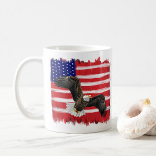 Folk Art Painted Flag And Eagle Coffee Mug
