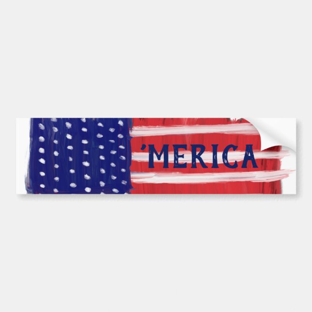 Folk Art Painted Flag Bumper Sticker (Front)