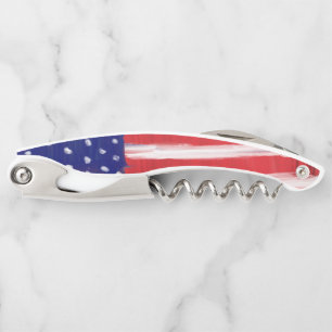 Folk Art Painted Flag Corkscrew