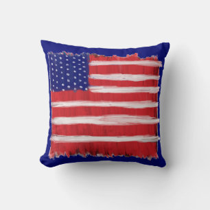 Folk Art Painted Flag Cushion