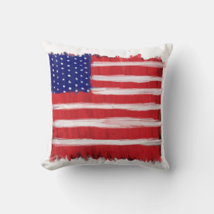 Folk Art Painted Flag Cushion