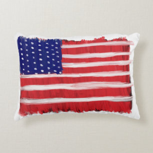 Folk Art Painted Flag Decorative Cushion