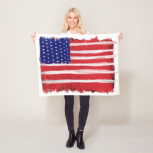 Folk Art Painted Flag Fleece Blanket