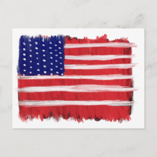 Folk Art Painted Flag Holiday Postcard