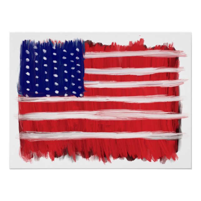 Folk Art Painted Flag Poster (Front)