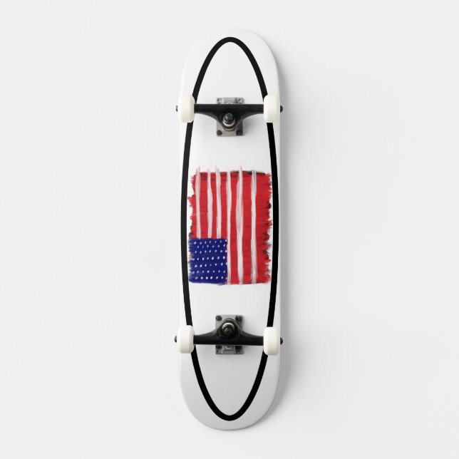 Folk Art Painted Flag Skateboard (Front)