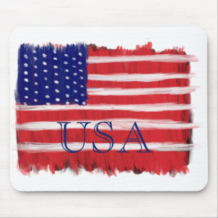 Folk Art Painted Flag USA Mouse Pad