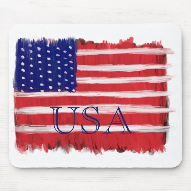Folk Art Painted Flag USA Mouse Pad (Front)