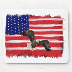 Folk Art Painted Flag With Eagle Mouse Pad