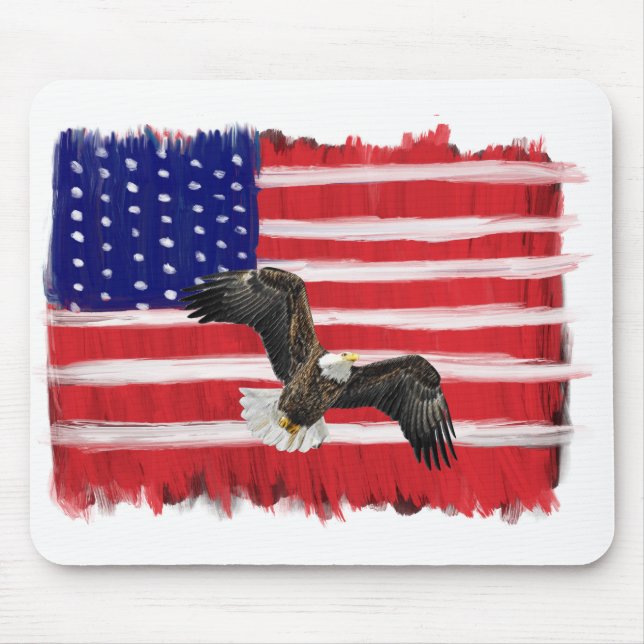 Folk Art Painted Flag With Eagle Mouse Pad (Front)