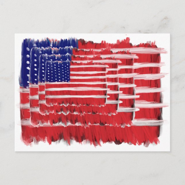 Folk Art Painted Flags Holiday Postcard (Front)