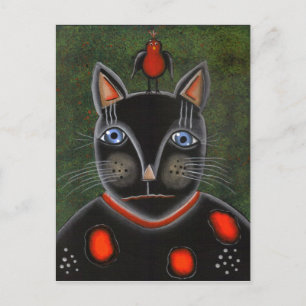 FOLK ART Party Cat BY LORI EVERETT postcard