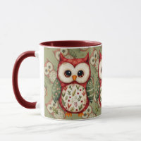 Folk Art Patchwork Owl Cottagecore Design