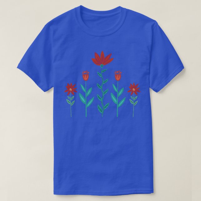 Folk Art Poinsettia Party T-Shirt (Design Front)