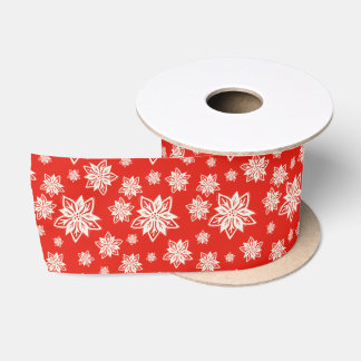 Folk Art Poinsettia Rustic Christmas Winter Floral Satin Ribbon