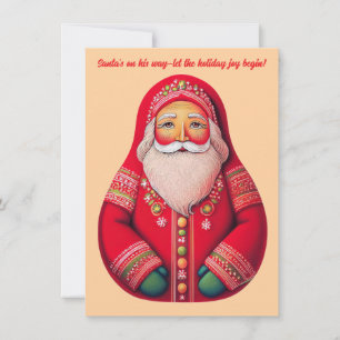 Folk Art Primitive Santa Claus Holiday Card