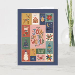 Folk Art Quilt Joy To The World Christmas Holiday Card