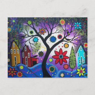 FOLK ART Rainbow Twilight BY LORI EVERETT postcard