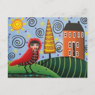 FOLK ART Red Bird BY LORI EVERETT postcard