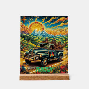 Folk Art Road Trip Acrylic Sign