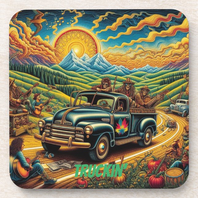 Folk Art Road Trip Coaster (Front)