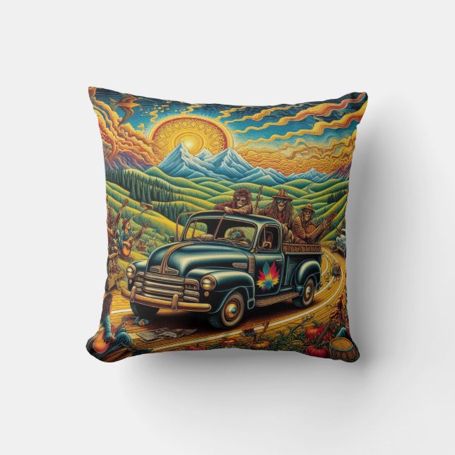 Folk Art Road Trip Cushion (Front)