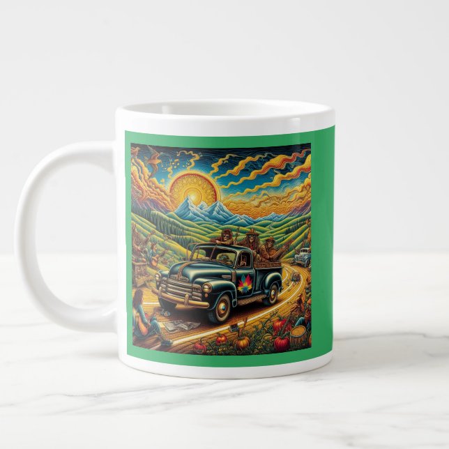 Folk Art Road Trip Large Coffee Mug (Left)