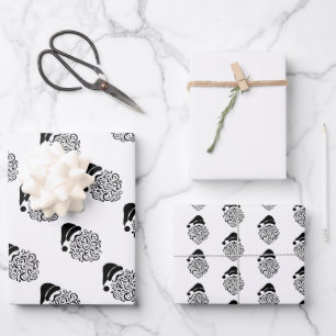 Folk Art Santa Pattern Wrapping Paper Sheet