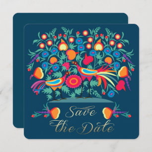 Folk Art Save the Date Wedding Anniversary Card