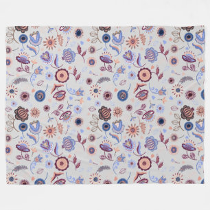 Folk Art Seamless Pattern Fleece Blanket
