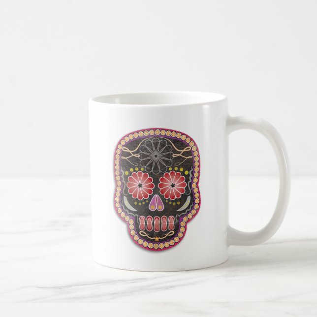 Folk Art Skull - day of the dead Coffee Mug (Right)